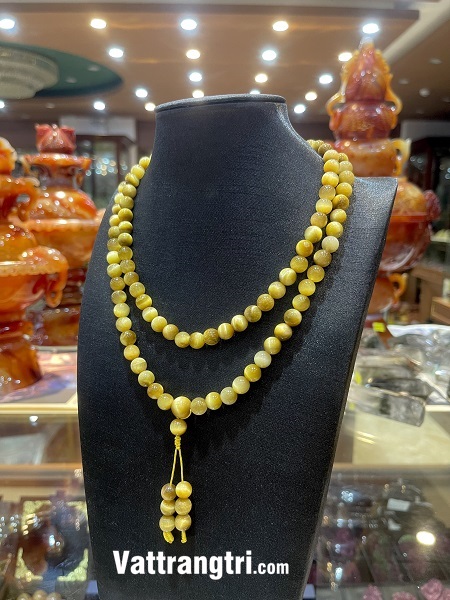 Chuỗi 108 hạt mắt hổ vàng tâm 8ly