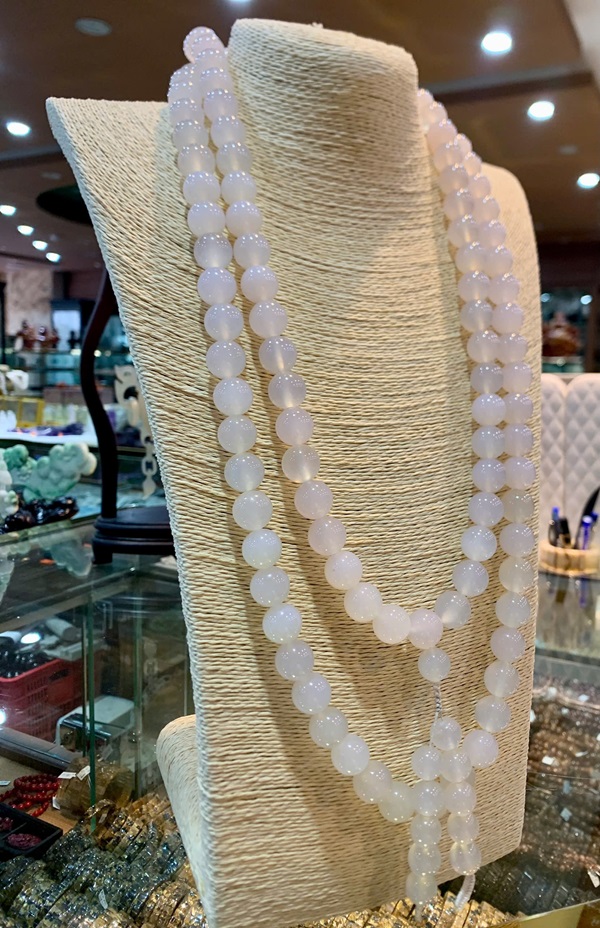 Chuỗi 108 hạt thạch anh trắng 14ly
