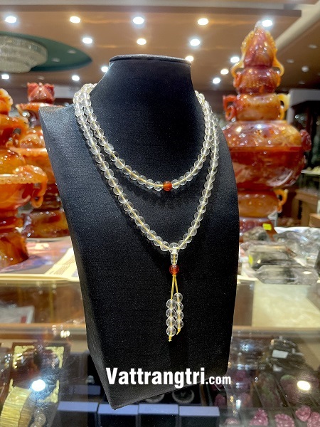 Chuỗi 108 hạt thạch anh trắng 8ly