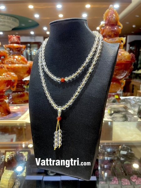 Chuỗi 108 hạt thạch anh trắng 8ly