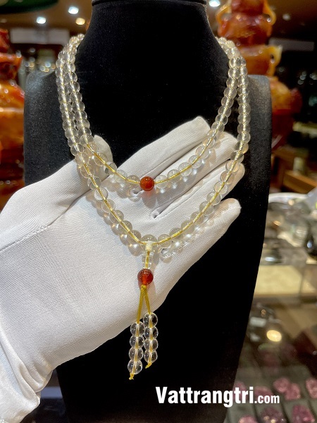 Chuỗi 108 hạt thạch anh trắng 8ly