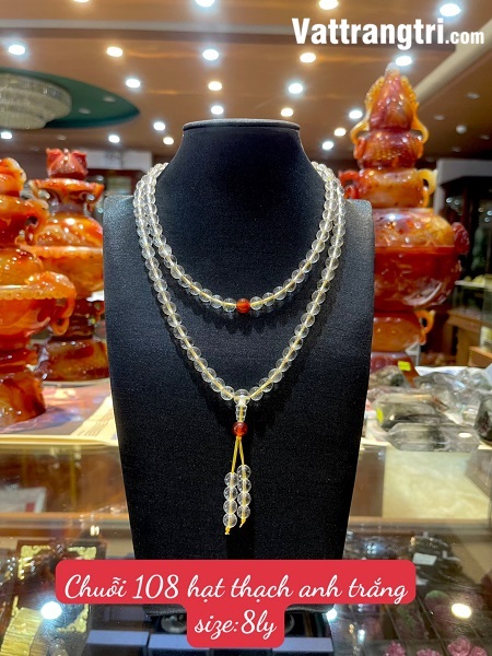 Chuỗi 108 hạt thạch anh trắng 8ly