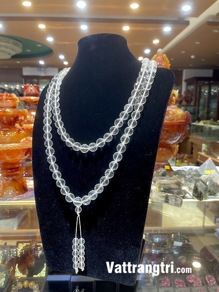 Chuỗi 108 tràng hạt thạch anh trắng 14ly