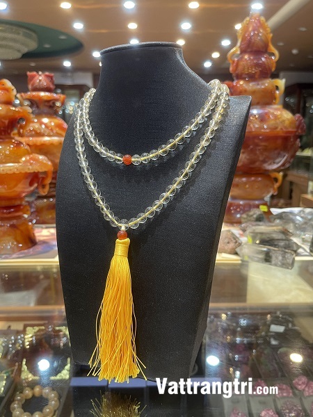 Chuỗi 108 tràng hạt thạch anh trắng 8ly