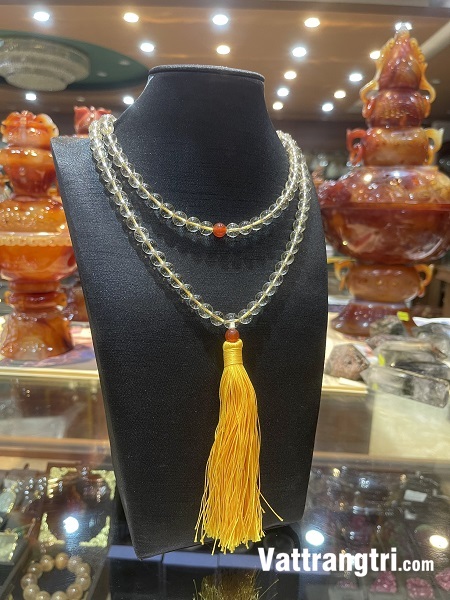 Chuỗi 108 tràng hạt thạch anh trắng 8ly