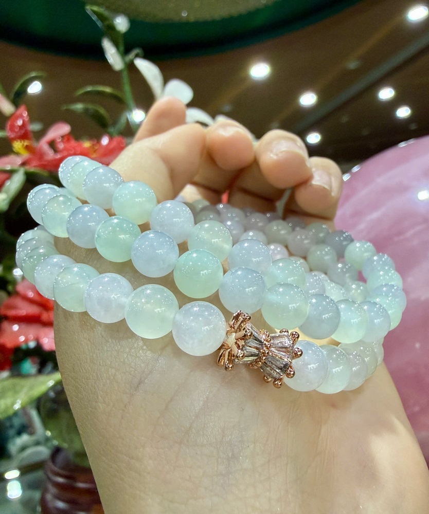 Chuỗi Quấn 3 Ngọc Phỉ Thuý Cao Băng Type A 7.4ly