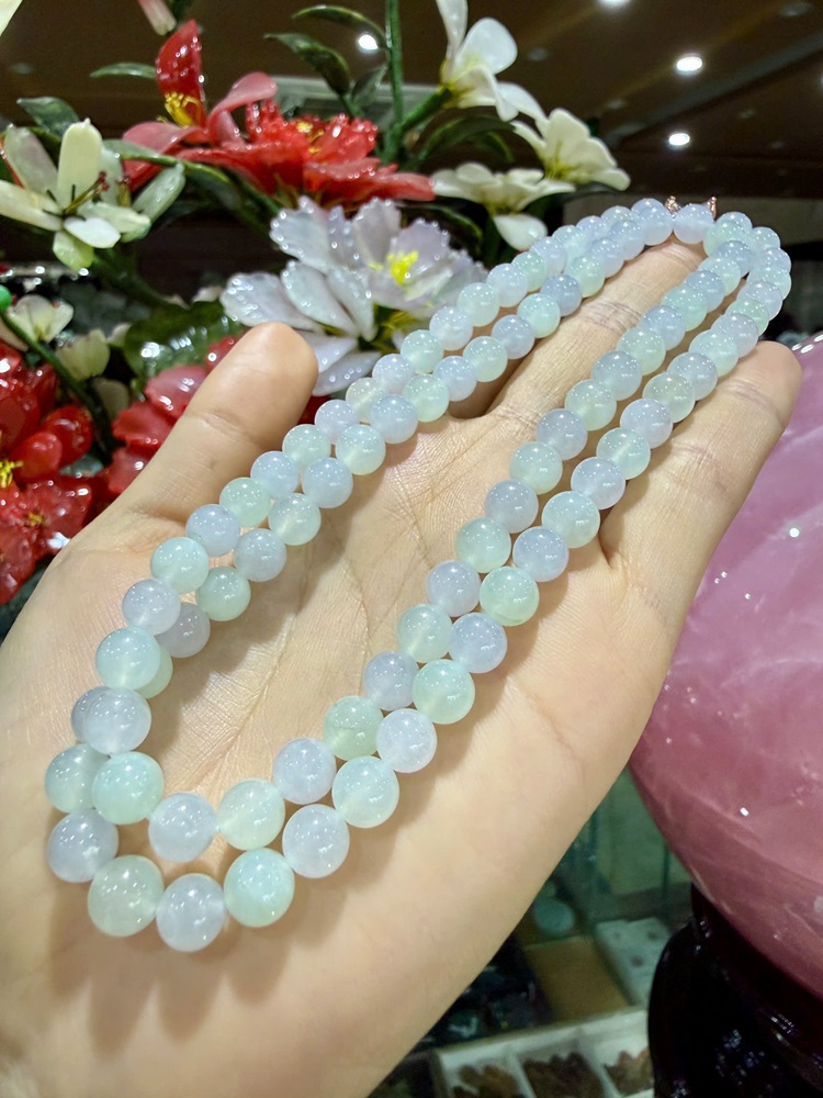 Chuỗi Quấn 3 Ngọc Phỉ Thuý Cao Băng Type A 7.4ly