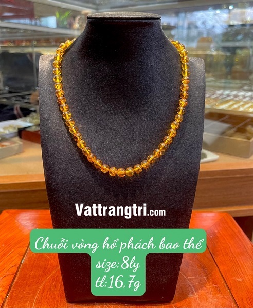 Chuỗi vòng cổ đá hổ phách bao thể vip 8ly