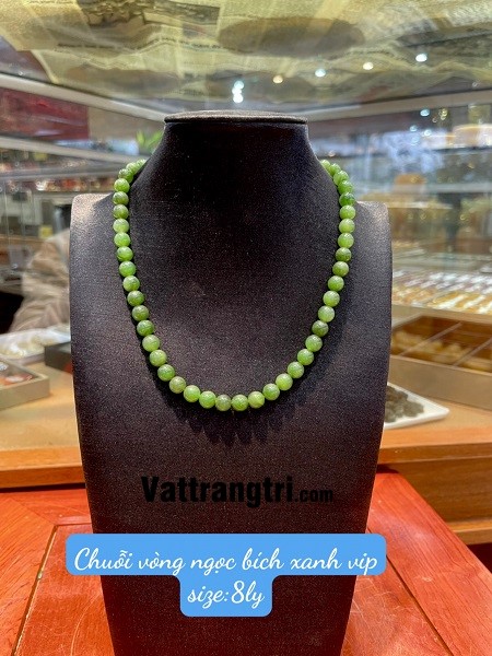 Chuỗi vòng cổ ngọc bích xanh 8ly