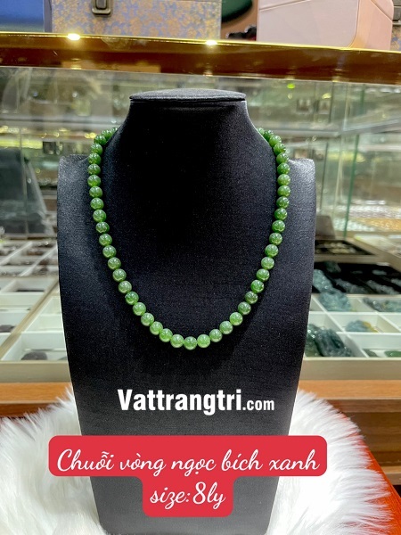 Chuỗi vòng cổ ngọc bích xanh 8ly