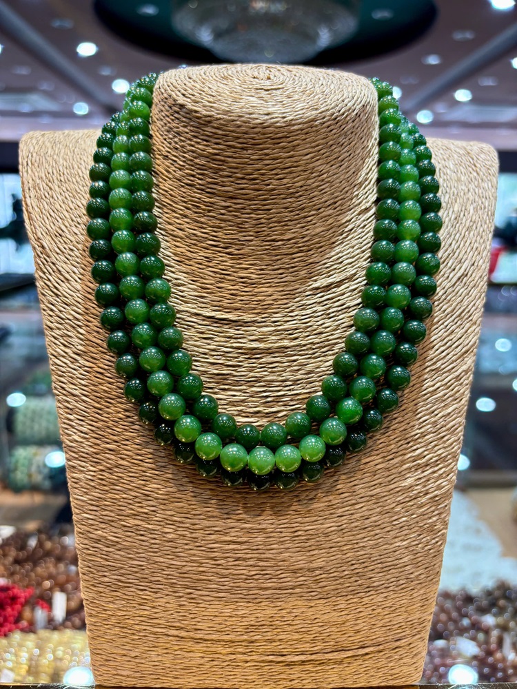 Chuỗi Vòng Cổ Ngọc Bích Xanh 8ly (Kèm Giấy Kiểm Định)