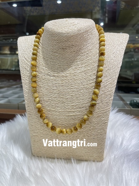 Chuỗi vòng đá mắt hổ vàng tâm 8ly
