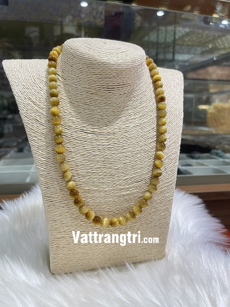 Chuỗi vòng đá mắt hổ vàng tâm 8ly