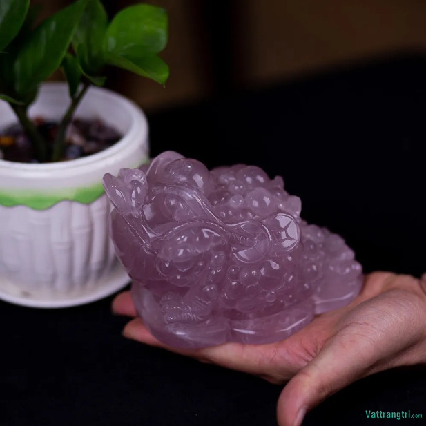 Cóc Thiềm Thừ Đá Thạch Anh Tím Tự Nhiên Trang Trí