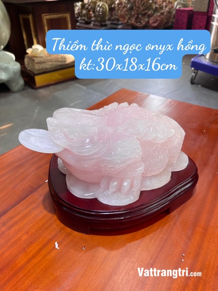 Cụ cóc - Thiềm thừ ngọc onyx hồng 30cm