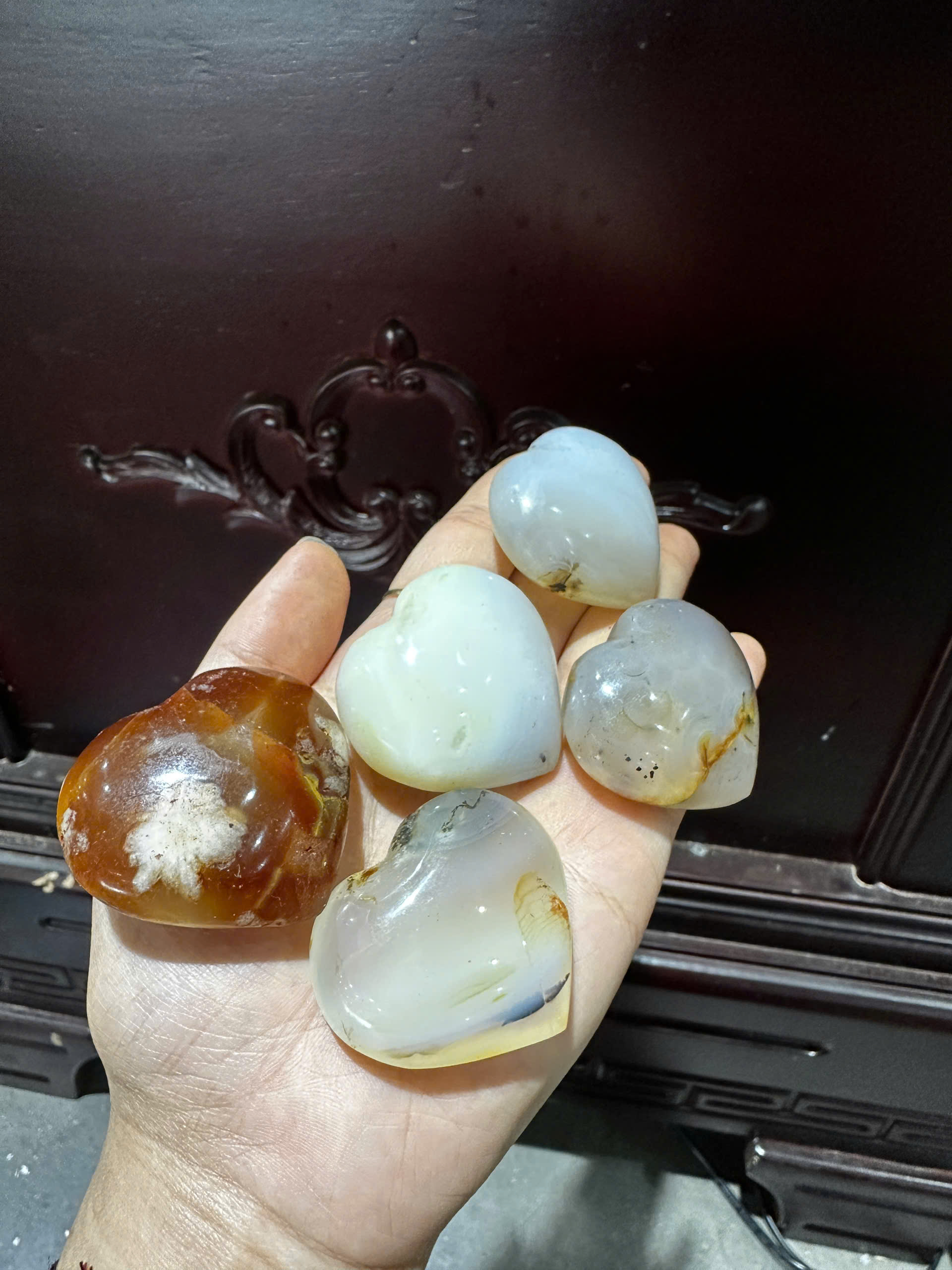 Trái Tim Mini Ngọc Mã Não Bảo Vật Tụ Sinh Khí