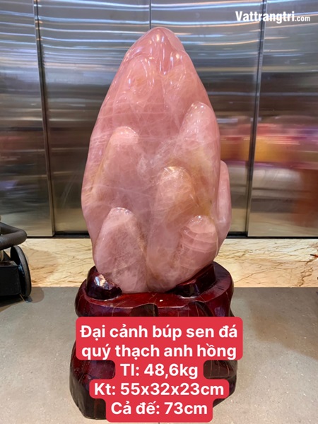 Đại cảnh búp sen đá quý thạch anh hồng 73cm