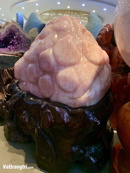 Đại cảnh búp sen đá quý thạch anh hồng siêu lớn 100cm