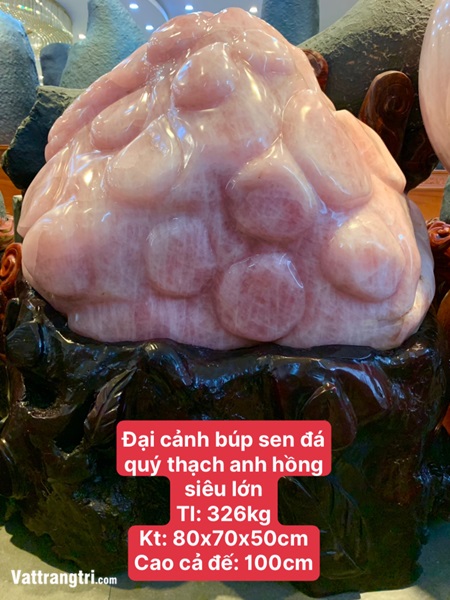 Đại cảnh búp sen đá quý thạch anh hồng siêu lớn 100cm
