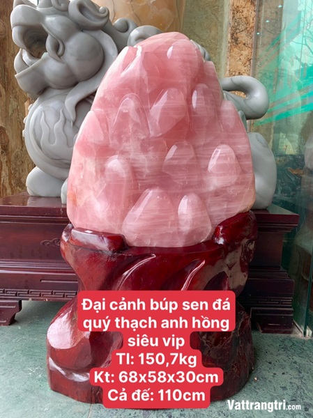 Đại cảnh búp sen đá quý thạch anh hồng siêu vip 110cm