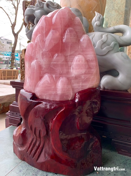 Đại cảnh búp sen đá quý thạch anh hồng siêu vip 110cm