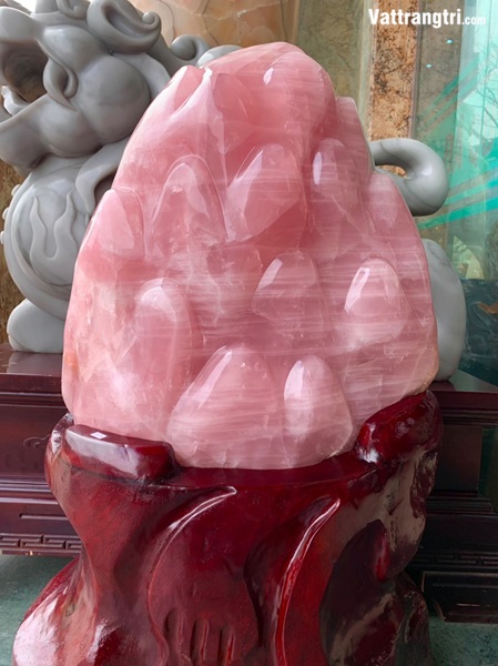 Đại cảnh búp sen đá quý thạch anh hồng siêu vip 110cm