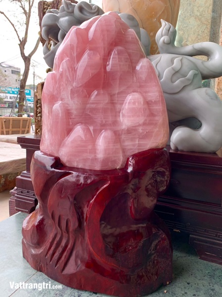 Đại cảnh búp sen đá quý thạch anh hồng siêu vip 110cm