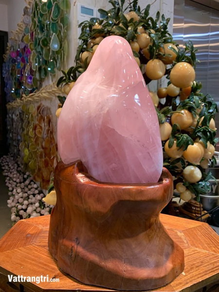 Đại cảnh đá quý thạch anh hồng 42cm