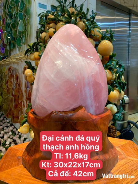Đại cảnh đá quý thạch anh hồng 42cm