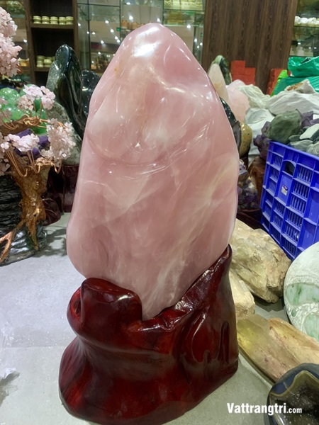 Đại cảnh đá quý thạch anh hồng 60cm