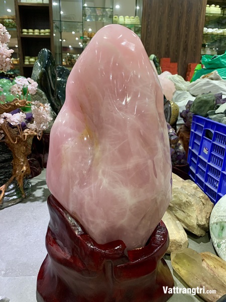 Đại cảnh đá quý thạch anh hồng 60cm