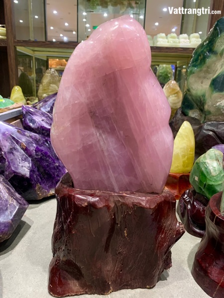 Đại cảnh đá quý thạch anh hồng 61cm