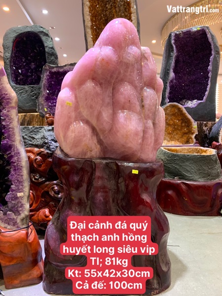 Đại cảnh đá quý thạch anh hồng huyết long siêu vip 100cm