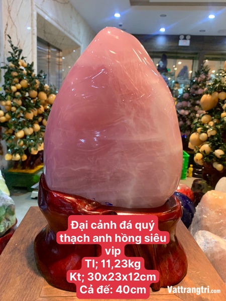Đại cảnh đá quý thạch anh hồng siêu vip 40cm