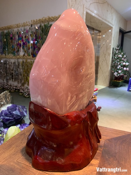 Đại cảnh đá quý thạch anh hồng siêu vip 40cm