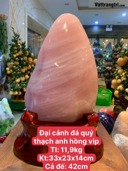 Đại cảnh đá quý thạch anh hồng siêu vip 42cm