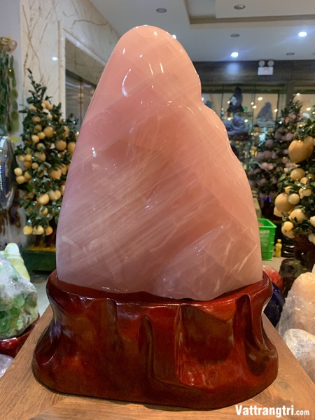 Đại cảnh đá quý thạch anh hồng siêu vip 43cm