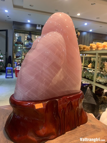 Đại cảnh đá quý thạch anh hồng siêu vip 43cm