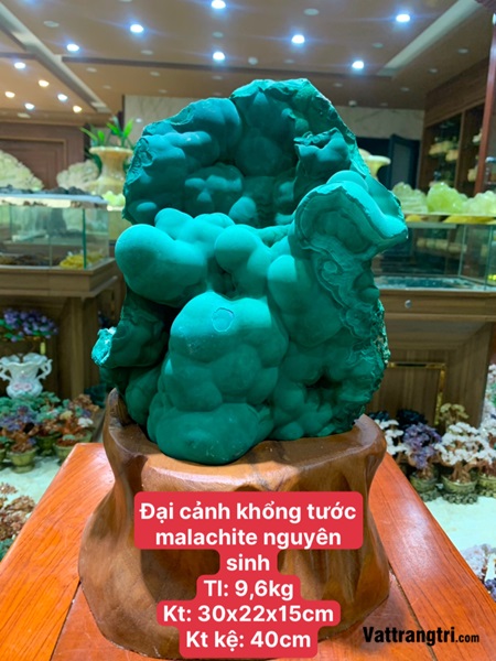 Đại cảnh núi đá khổng tước malachite nguyên sinh 40cm