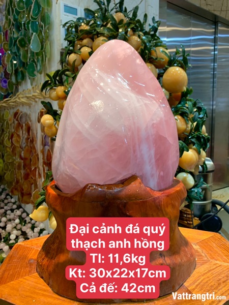 Đại cảnh núi đá quý thạch anh hồng 42cm