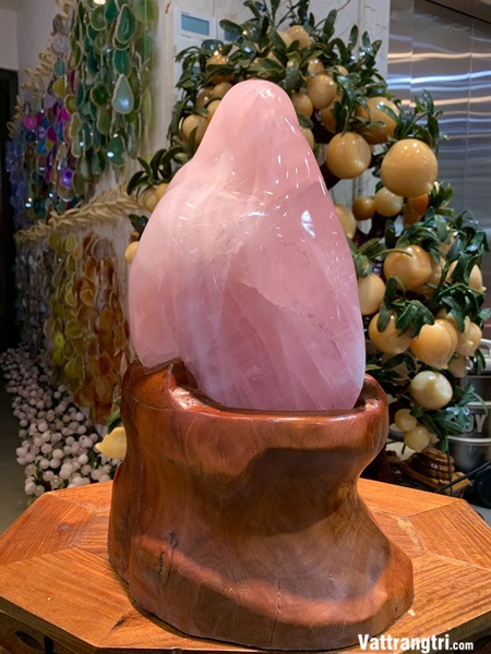 Đại cảnh núi đá quý thạch anh hồng 42cm