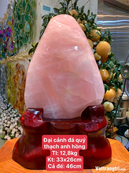 Đại cảnh núi đá quý thạch anh hồng 46cm