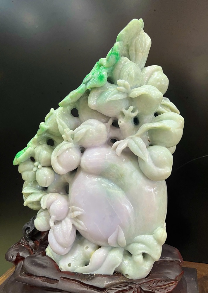 Đào Tiên Phú Quý Ngọc Phỉ Thuý + Giấy Kiểm Định 39x26x15cm