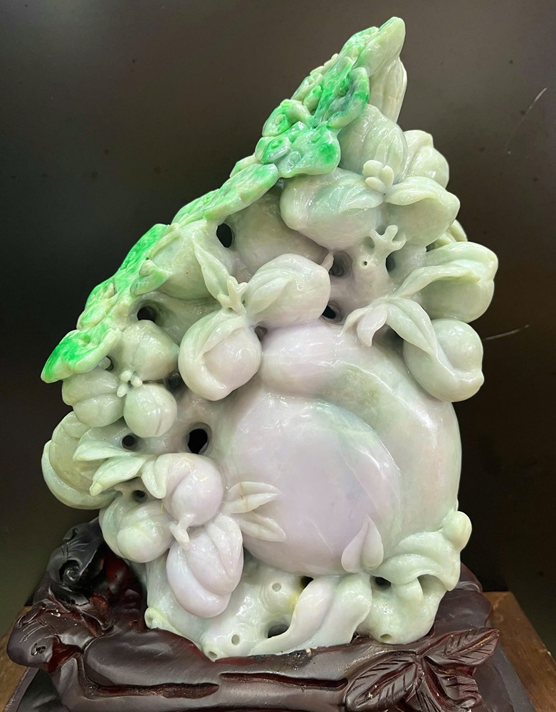 Đào Tiên Phú Quý Ngọc Phỉ Thuý + Giấy Kiểm Định 39x26x15cm