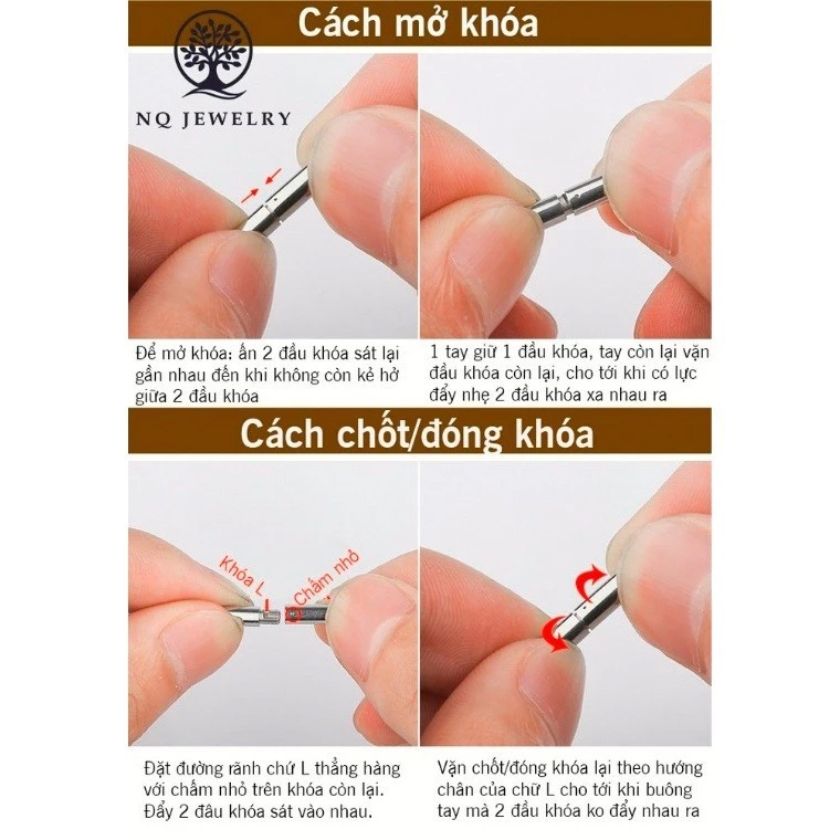 Dây chuyền da đeo cổ khóa titan không gỉ cao cấp