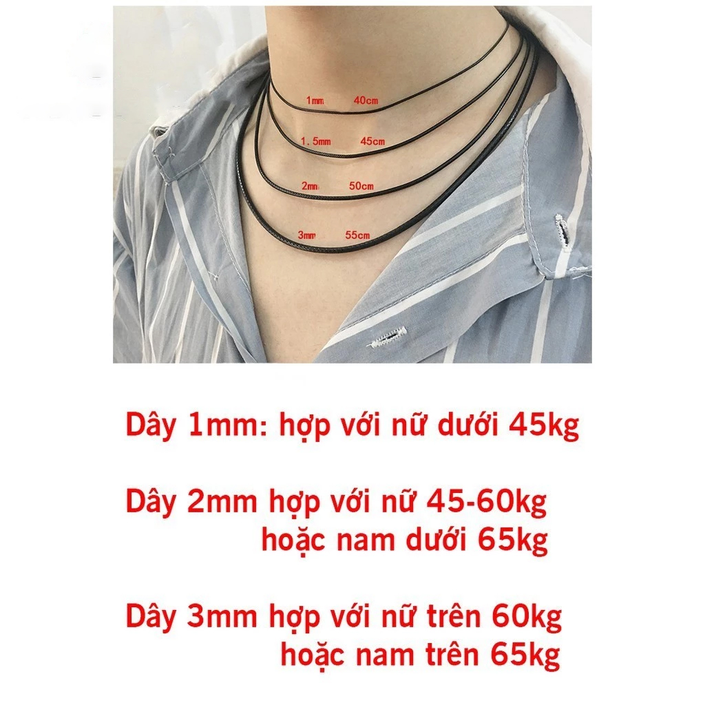 Dây chuyền da đeo cổ khóa titan không gỉ cao cấp