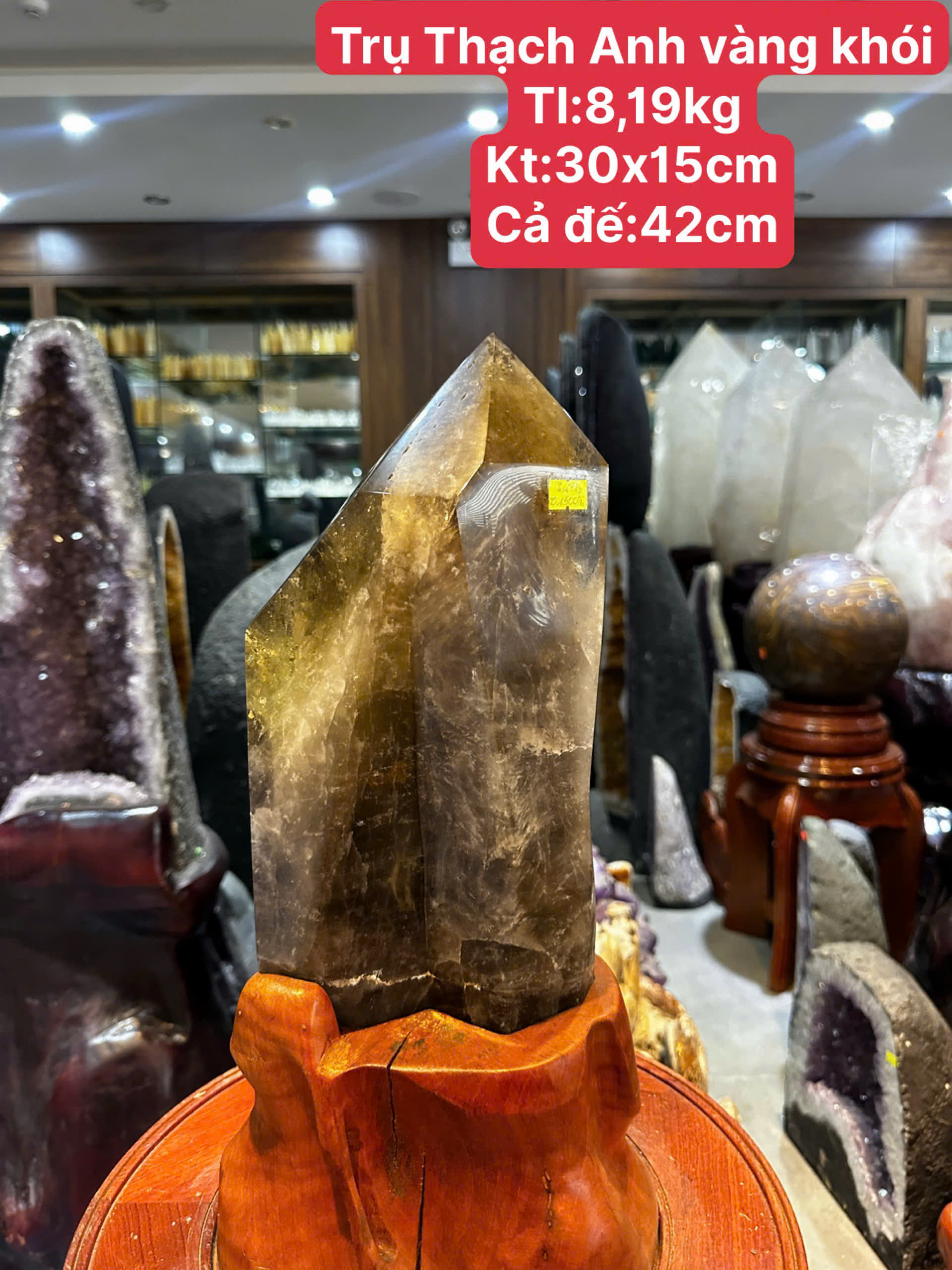 Trụ Thạch Anh Vàng Khói Nguyên Khối Trấn Trạch Hóa Sát, Tụ Tài Mời Cát Khí