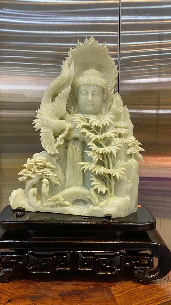 Diện Phật Tổ Ngọc Serpentine 43cm