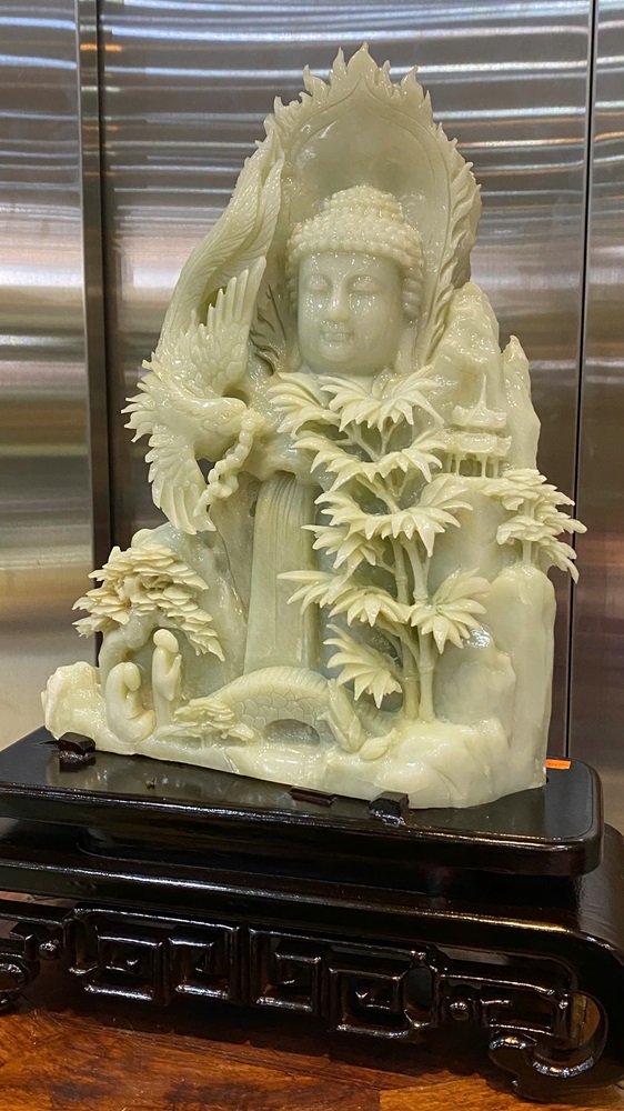 Diện Phật Tổ Ngọc Serpentine 43cm