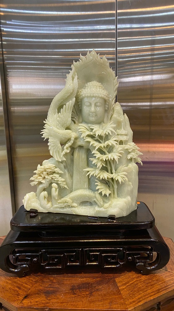 Diện Phật Tổ Ngọc Serpentine 43cm